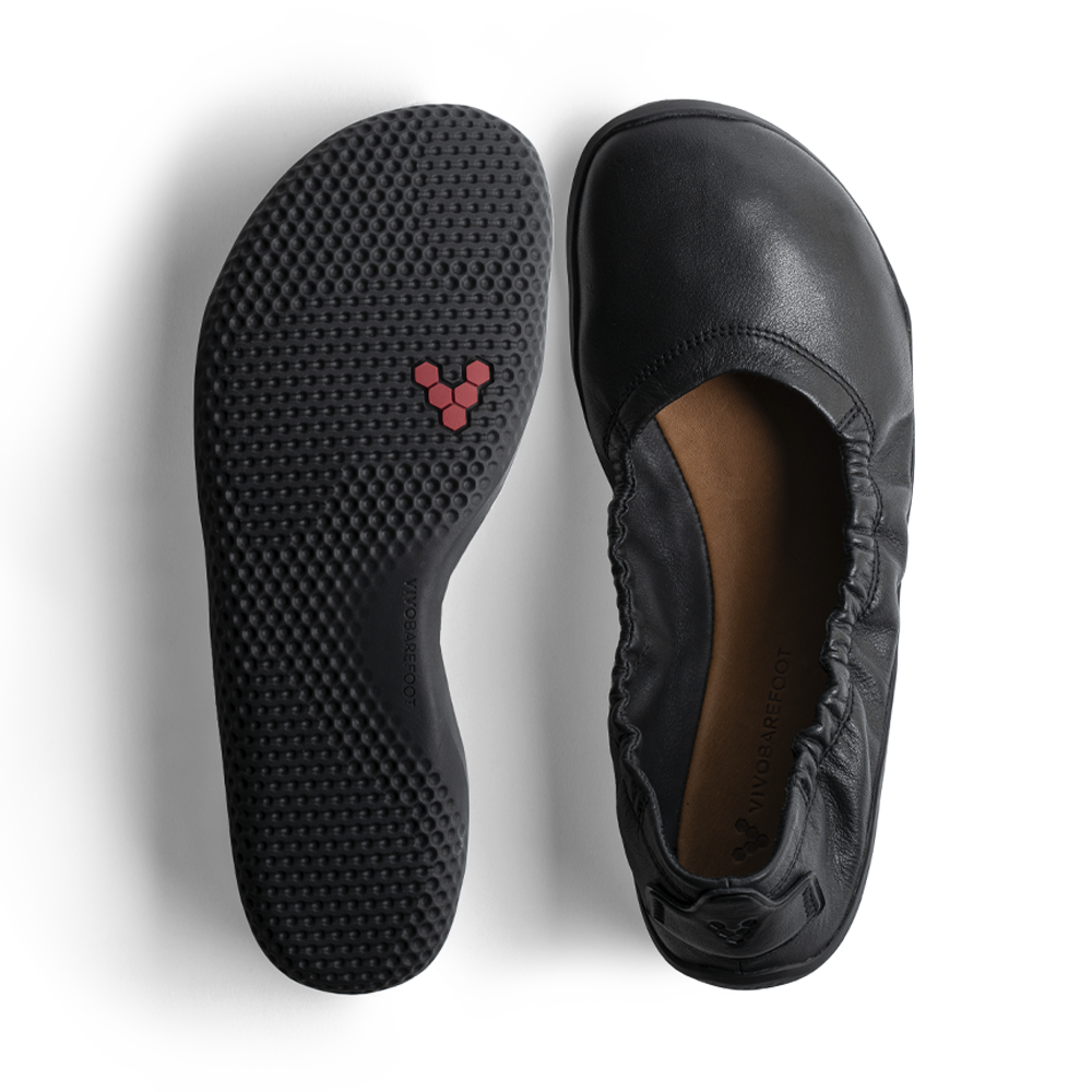 Vivobarefoot Primus Asana Yin Ballerina Leather Womens Obsidian