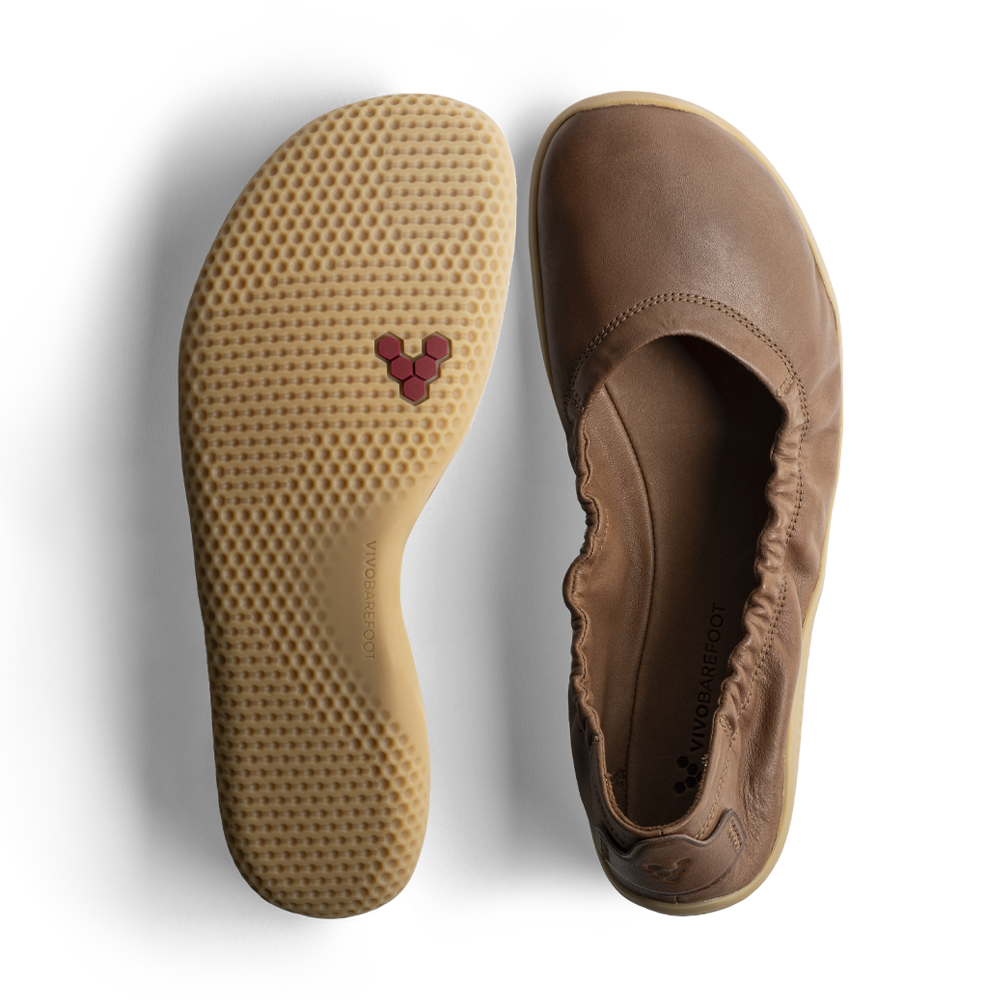 Vivobarefoot Primus Asana Yin Ballerina Leather Womens Tan