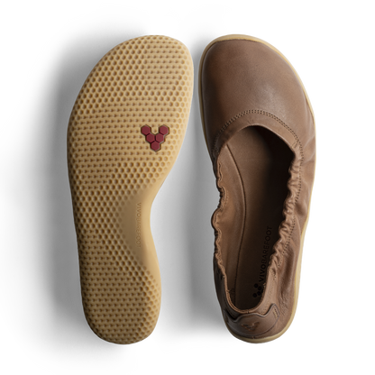 Vivobarefoot Primus Asana Yin Ballerina Leather Womens Tan