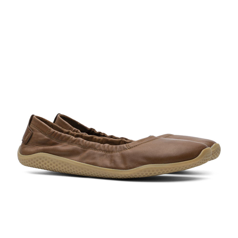 Vivobarefoot Primus Asana Yin Ballerina Leather Womens Tan